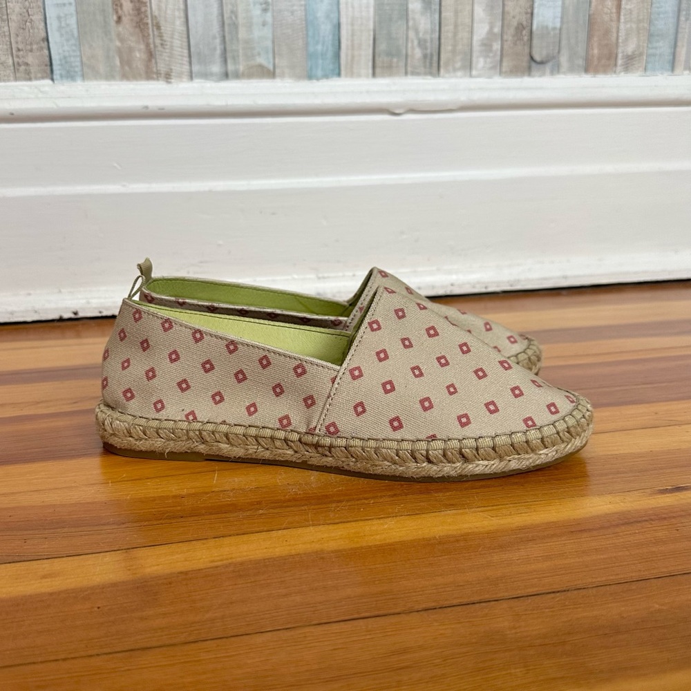 Gudrun Sjoden 38 7.5 Diamond Printed Hake Cotton Canvas Espadrilles Flats Boho